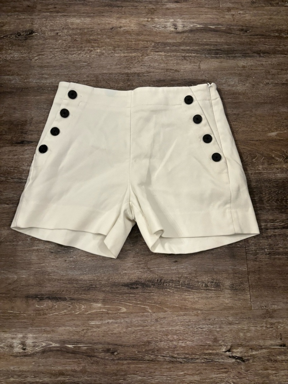 Banana Republic White High-Waist Sailor Button Shorts
